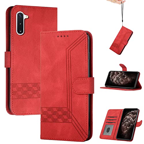 Momoka Store Handyhülle für Samsung Galaxy Note 10,TPU Klapphülle Schutzhülle für,Lederhülle mit Standfunktion und Kartenfach-rot von momoka