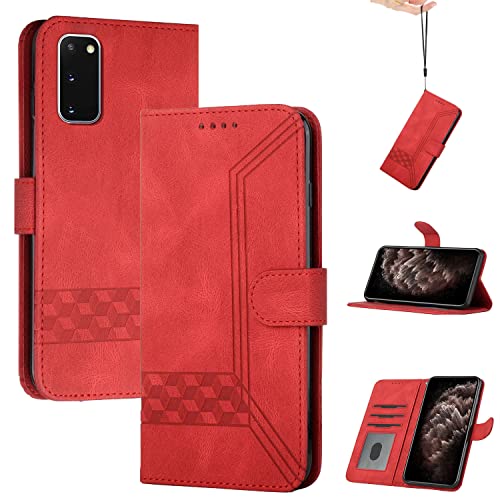 Momoka Store Handyhülle für Samsung Galaxy S20 Plus,TPU Klapphülle Schutzhülle für,Lederhülle mit Standfunktion und Kartenfach-rot von momoka