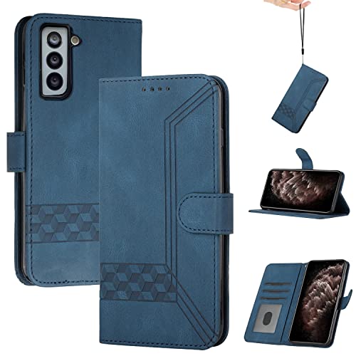 Momoka Store Handyhülle für Samsung Galaxy S21/S30,TPU Klapphülle Schutzhülle für,Lederhülle mit Standfunktion und Kartenfach-Blau von momoka