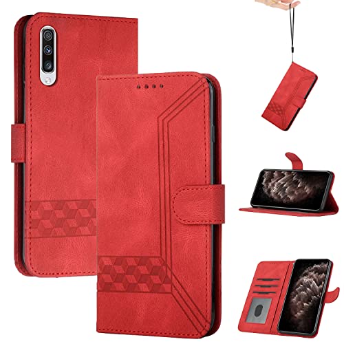 momoka Store Handyhülle für Samsung Galaxy A50/A50S/A30S,TPU Klapphülle Schutzhülle für,Lederhülle mit Standfunktion und Kartenfach-rot von momoka