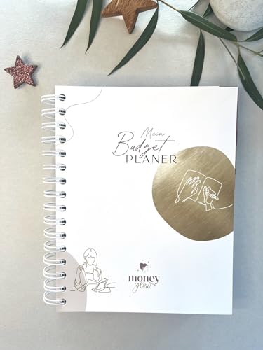 Moneyglow® Mein Budgetplaner A5 deutsch I 310 Seiten I Spiralbindung I hochwertiger Budgetplaner I Illustrationen I Register I satiniertes Schreibpapier I undatiert I in DE produziert von moneyglow