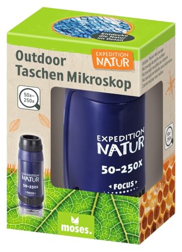 moses. Expedition Natur Outdoor-Taschen-Mikroskop - tragbares Mikroskop für Kinder mit 50-250x Vergrößerung, LED-Licht, Kompakt und Leicht, Perfekt für Outdoor-Entdeckungen von moses