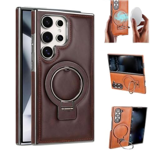 Sentiment Value Leather Phone Case, Sentimentvalue Luxurious Magnetic for Samsung Galaxy S25/S24/S23, Business Anti-Fall Bracket Protective Case (Dark Brown,S24Ultra) von moytarcp