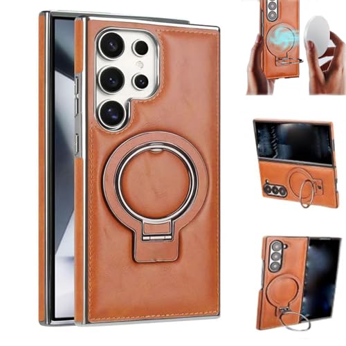 Sentiment Value Leather Phone Case, Sentimentvalue Luxurious Magnetic for Samsung Galaxy S25/S24/S23, Business Anti-Fall Bracket Protective Case (Light Brown,S23Ultra) von moytarcp