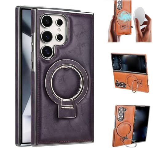 Sentiment Value Leather Phone Case, Sentimentvalue Luxurious Magnetic for Samsung Galaxy S25/S24/S23, Business Anti-Fall Bracket Protective Case (Purple,S24Ultra) von moytarcp