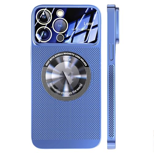 moytarcp Electroplating Heat Dissipation Magnetic Large Window Phone Case, Electroplating Magnetic Cooling Large Window Phone Case for iPhone16/15/14/13/12 (Blue,for iPhone16promax) von moytarcp