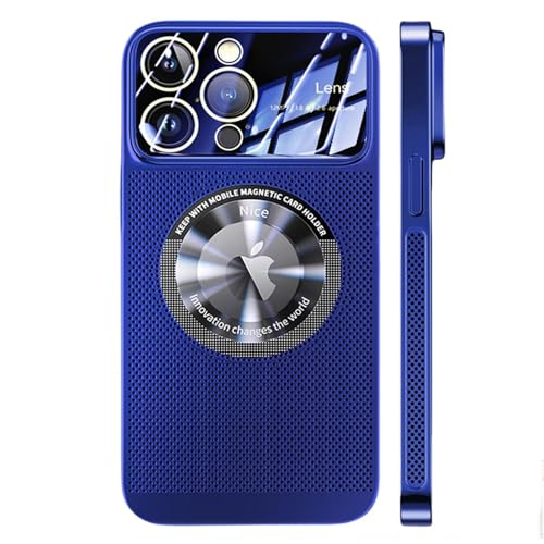 moytarcp Electroplating Heat Dissipation Magnetic Large Window Phone Case, Electroplating Magnetic Cooling Large Window Phone Case for iPhone16/15/14/13/12 (Navy,for iPhone15promax) von moytarcp