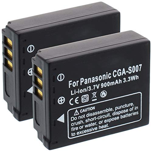 2X Akku kompatibel mit Panasonic CGA-S007, DMW-BCD10 für Lumix DMC-TZ5, TZ11, TZ15, TZ50 von mtb more energy