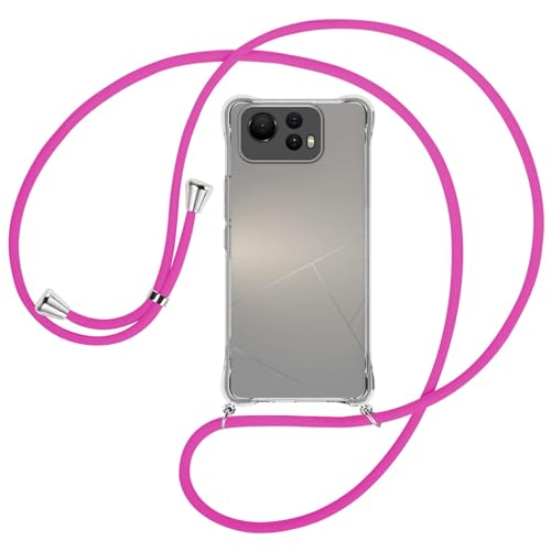 mtb more energy® Handykette kompatibel mit Asus Zenfone 12 Ultra - hot pink/Metallteile: Silber - Smartphone Hülle zum Umhängen - Anti Shock Full TPU Case von mtb more energy