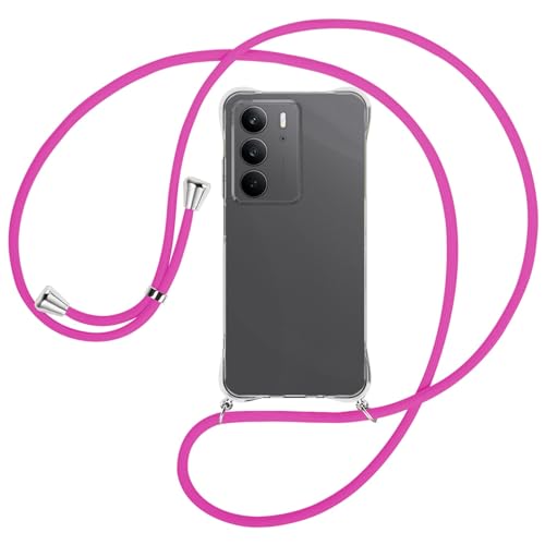 mtb more energy® Handykette kompatibel mit Realme C75 4G - hot pink/Metallteile: Silber - Smartphone Hülle zum Umhängen - Anti Shock Full TPU Case von mtb more energy