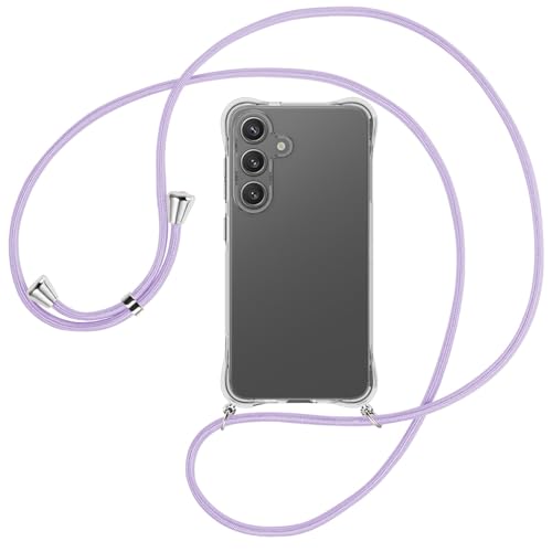 mtb more energy® Handykette kompatibel mit Samsung S25 - violett/Metallteile: Silber - Smartphone Hülle zum Umhängen - Anti Shock Full TPU Case von mtb more energy