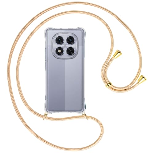 mtb more energy® Handykette kompatibel mit Xiaomi Redmi Note 14 Pro 5G - Goldkordel/Metallteile: Gold - Smartphone Hülle zum Umhängen - Anti Shock Full TPU Case von mtb more energy