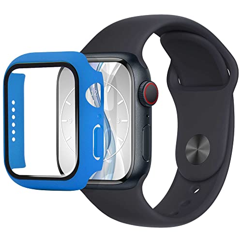 mtb more energy Hülle kompatibel mit Apple Watch 9, 8, 7 (41mm) - königsblau - integrierter Displayschutz aus gehärtetem Glas - Rundum Schutz Bumper Gehäuse Schutzhülle Tempered Glass von mtb more energy