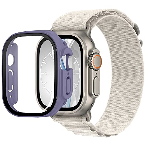 mtb more energy Hülle kompatibel mit Apple Watch Ultra, Ultra 2 - Lavendel blau - integrierter Displayschutz aus gehärtetem Glas - Rundum Schutz Bumper Gehäuse Schutzhülle Tempered Glass von mtb more energy