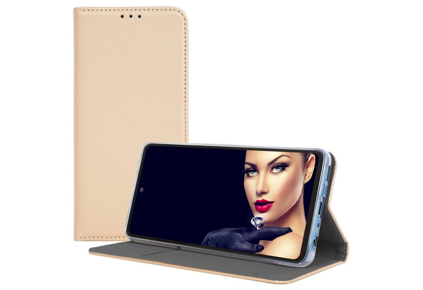 mtb more energy Smartphone-Hülle Smart Magnet für Xiaomi Redmi Note 13 Pro+ 5G / Pro Plus 5G, Gold, Bookstyle Klapphülle Cover Wallet Case aus Kunstleder von mtb more energy