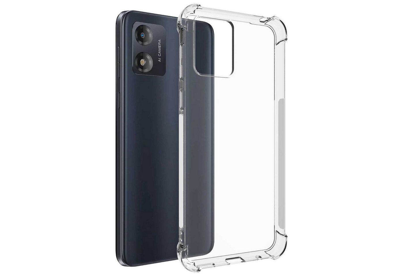 mtb more energy Smartphone-Hülle Clear Armor Case für Motorola Moto E13 (6.5), Transparente TPU Schutzhülle Case Backcover mit Anti-Shock Verstärkung von mtb more energy