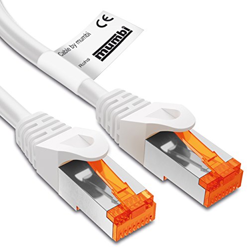 mumbi LAN Kabel 1m CAT 6 Netzwerkkabel geschirmtes F/UTP CAT6 Ethernet Kabel Patchkabel RJ45 1Meter, weiss von mumbi