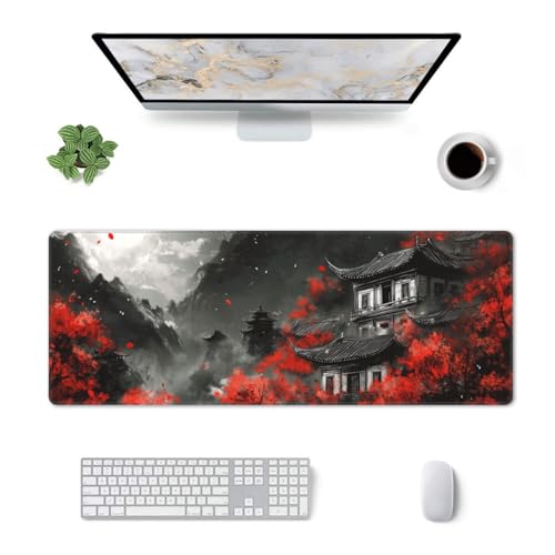 Japanisches Mauspad, XL, rutschfeste Gummiunterseite, Schreibtischunterlage für Laptop, Computer, Gaming, 80 x 30,5 cm von mutakin