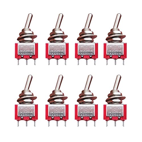 mxuteuk 8 Stück MTS-103 3 Klemme 3 Position SPDT Mini Miniatur-Kippschalter Auto Armaturenbrett Armaturenbrett EIN/AUS/EIN 5A 125V 2A 250V von mxuteuk