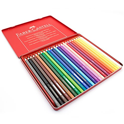 Faber-Castell 24er Grip Bunstifte mit Namen/individueller Gravur + roter Metallbox von namenbar