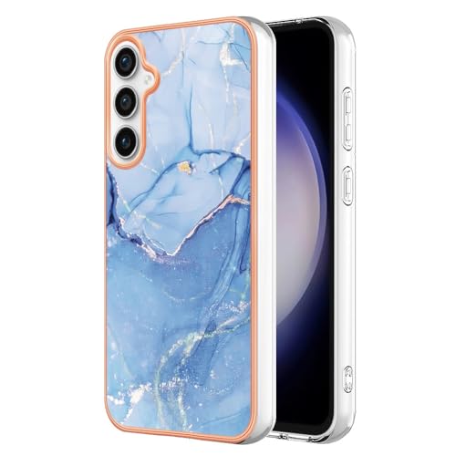 nancencen Hülle für Samsung Galaxy S24 FE 6,7 Zoll, Soft TPU Galvanisierte Glänzend Silikon Cover Case, Vier Ecken Stoßfester Kameraschutz Transparent Handyhülle, Blau von nancencen