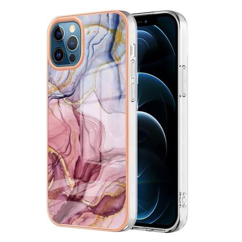 nancencen Hülle für iPhone 12 Pro Max 6,7 Zoll, Soft TPU Galvanisierte Glänzend Silikon Cover Case, Vier Ecken Stoßfester Kameraschutz Transparent Handyhülle, Pflaume von nancencen