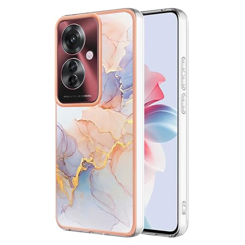 nancencen Kompatibel mit Oppo Reno 11F 5G Hülle Weiches TPU Bumper Case Silikon Schutzhülle [Ultra Dünn] [Kratzfest] Kameraschutz Handyhülle - Weißgold Marmor von nancencen