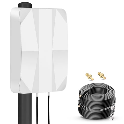 Nelawya 4G LTE 5G Panel Antenne Outdoor Mimo Directional Antenne 700-2700 | 3300-3800 MHz Bis zu 12dBi Antenne mit 10 Meter Kabel TS9 SMA Stecker Kompatibel mit 5G 3G 4G LTE Router Modem von nelawya