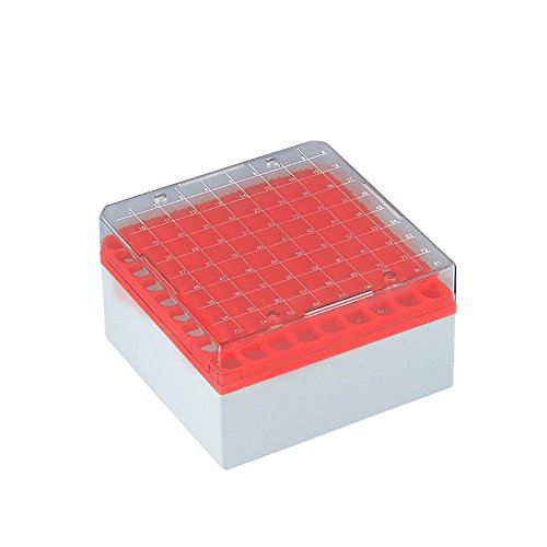 neoLab 7-8037 Kryo-Aufbewahrungsboxen (PC), 81 Plätze, 77 mm hoch, Rot (6-er Pack) von neoLab