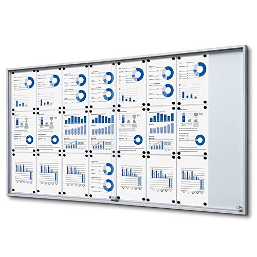 Schaukasten 24 x A4 Alu mit Schiebetüren Infokasten innen ESG Sicherheitsglas 24x DIN A4 von net-xpress