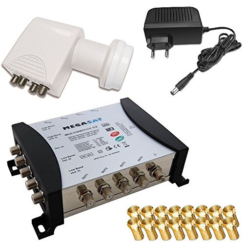 netshop 25 5/8 Multischalter Megasat mit externem Netzteil und aktivem terrestrischen Eingang + Universal HD Quattro LNB 0,1 dB von netshop 25