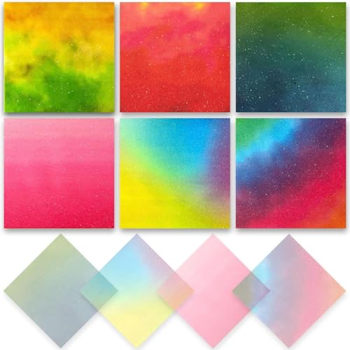 6 Packung Haftnotizen,300 Blatt Selbstklebende Klebezettel,Transparent Glitter Sticky Notes,Wasserfest Clear Haftnotizen Set für Büro Zuhause Schule Sitzung (Zentimeter, 7.6x7.6 Glitter) von newplenty