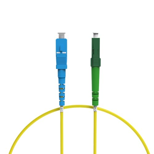 nexinex OS2 Glasfaserkabel LC/APC auf SC/UPC (0,5m) Patchkabel | Simplex Singlemode FTTH Glasfaser LWL Lichtwellenleiter Kabel LC/SC von nexinex