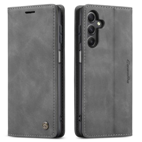 Niloucase Compatible Funda Samsung Galaxy A15 5G Flip Leather Edition,magnético, función de soporte y ranuras para tarjetas-gris von niloucase