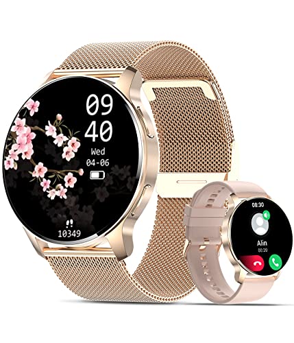 niolina Smartwatch Damen mit Telefonfunktion, 1.32 Zoll HD Armbanduhr Uhr mit Pulsmesser Schlafmonitor Schrittzähler 20 Sportmodi Sport Fitness Tracker für Android iOS,Roségold von niolina
