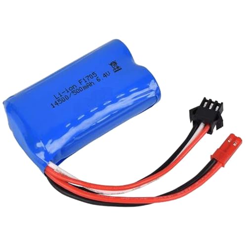 6.4V 500-mAh 14500 Lithium-Ionen Akku, Li-Ion Batterie mit Jst und SM-3P Stecker für RC ferngesteuertes Auto 18401, 18402, 18403, 18404, 18405, 18409 Stunt-Car, Boot, Bagger, Quadcopter und Spielzeug von njoyn