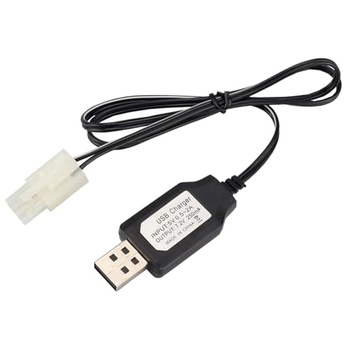 7,2V USB-Ladekabel für Lithium-Ionen u. NI-MH Akku, Ladekabel KET Tamiya-Stecker f. RC Fahrzeuge, Panzer, Drohne, Boot, Bagger, Auto, Spielzeug m. LED, Überladeschutz u. hochwertigem Netzkabel von njoyn