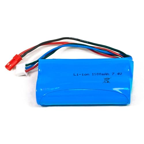 7.4V 1500-mAh Lithium-Ionen Akku, Wiederaufladbarer 18650 Li-Ion Akkupack Batterie m. JST-Stecker für ferngesteuerte RC Fahrzeuge, Hubschrauber, Auto, Monstertruck, Bagger, Boot, Buggy, Car, Spielzeug von njoyn