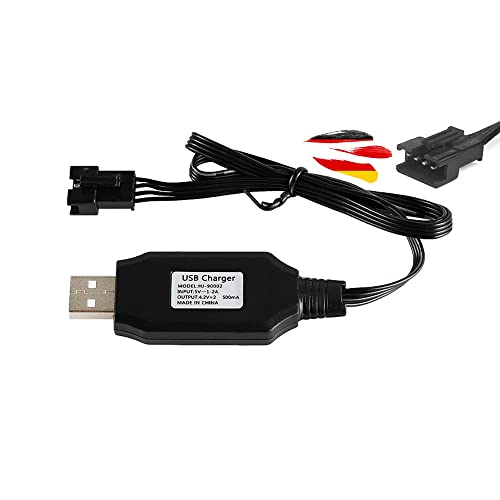 USB-Ladekabel SM-4P Stecker 7.4V für NI-MH und Lithium-Ionen Akku, Battery Charger, Ladegerät für RC Flugzeug, Drohne, Bagger, Fahrzeug, Stunt-Auto, Boot, KFZ und Spielzeug mit LED und Überladeschutz von njoyn