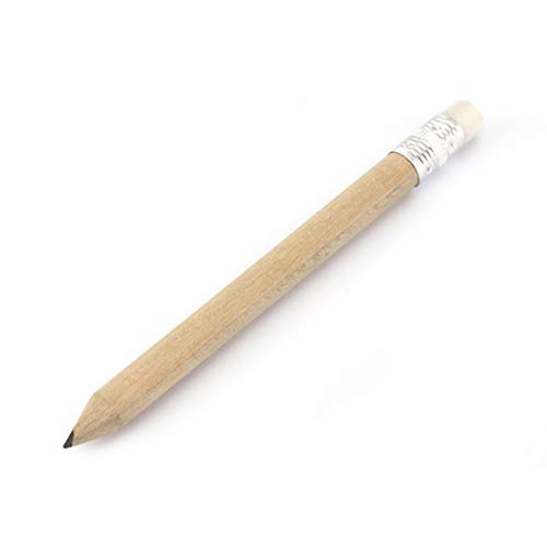 noTrash2003 Naturbelassener Mini Bleistift kurz mit Radiergummi halber Bleistift Halbstift mit Radierer 10 cm Länge zum Schreiben, Zeichnen, Skizzieren (500) von noTrash2003