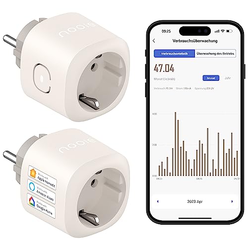 Nooie WLAN Homekit Socket with Current Measurement, Bluetooth Smart Socket, WiFi Plug with Remote Control, Voice Control, Timer Function, Compatible with Alexa and Google Home, 2.4 GHz von nooie