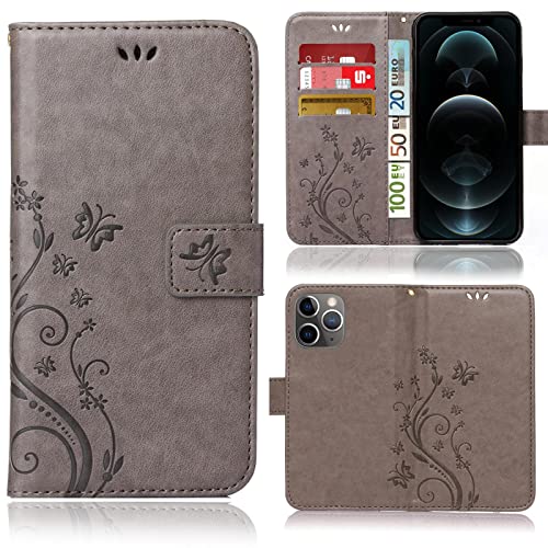 Handy Tasche mit Blumenmuster kompatibel mit Apple iPhone 13 Pro Max Bookstyle Flower Handy Hülle Schutzhülle Etui Cover Case von numerva