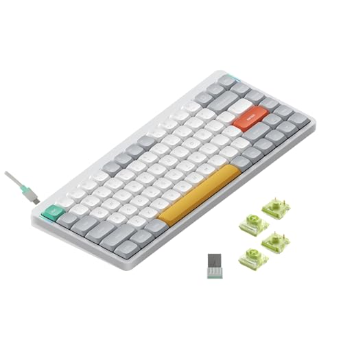 nuphy Air75 V2 Kabellose mechanische Tastatur, 84 Tasten RGB Hot-Swap Tastatur, unterstützt Bluetooth 5.1, 2.4G und kabelgebundener Verbindungc für PC/Laptop/Windows/Mac-White Gateron Aloe Switch von nuphy