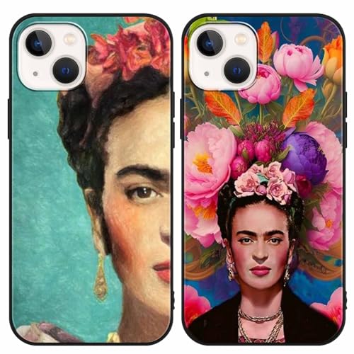 2 Stück Handyhülle Kompatibel mit Apple iPhone 15 Hülle 6.1",Frida Kahlo Portraits Aesthetic Muster Design Silikon TPU Stoßfest Schutzhülle für iPhone 15,KameraSchutz 2 von nurkorki
