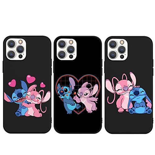 [3 Stück] Handyhülle für Samsung Galaxy A34 5G Hülle 6,5", Stitch Anime Einzigartige Lustig Weich TPU Silikon Schwarz Matt Schutzhülle mit Karikatur Niedlich Muster, Kratzfest Hülle für Samsung A34 von nurkorki