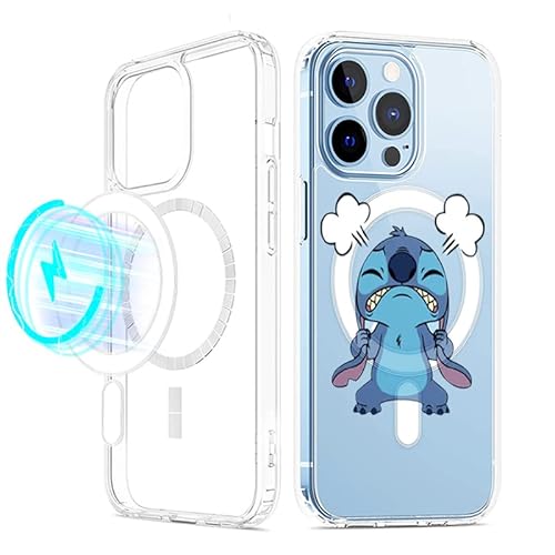 Magnetische Handyhülle für Apple iPhone 13/14 6.1" Hülle [Kompatibel mit MagSafe], Militärschutz, Kratzfest, Stoßfest, Stitch Schutzhülle mit Muster Kawaii Anime Case für iPhone 13, 14 von nurkorki