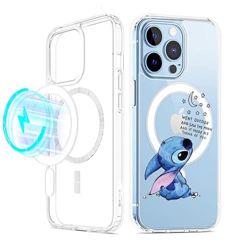 Magnetische Handyhülle für Apple iPhone 14 Pro 6.1" Hülle [Kompatibel mit MagSafe], Militärschutz, Kratzfest, Stoßfest, Stitch Schutzhülle mit Muster Kawaii Anime Case für iPhone 14 Pro, 12 von nurkorki