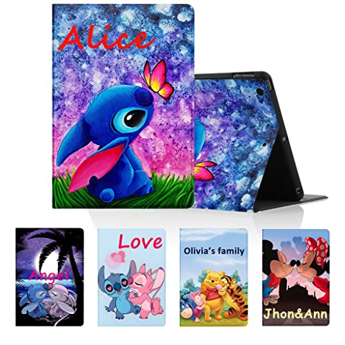 Personalisierte Tablet Hülle für Lenovo Tab M10 HD 10,1" 2nd Gen TB-X306X Hülle, Personalisiert SchutzHülle Cute Anime Stitch PU Leder Flip Text Individuelle Custom Case von nurkorki