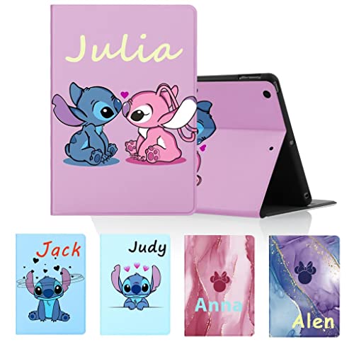 Personalisierte Tablet Hülle für Lenovo Tab P11 11" TB-J606 Hülle, Personalisiert SchutzHülle Cute Anime Stitch PU Leder Flip Text Individuelle Custom Case von nurkorki