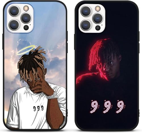 nurkorki [2 Stück] Cool Sänger Handyhülle für iPhone 16 Pro 6,3" Hülle,Schwarz Weiche Silikon mit Cartoon Rapper Juice Wrld Design Schutzhülle TPU Stoßfest Bumper Case von nurkorki